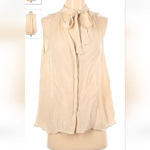 Supertrash Tie Neck Cream Blouse sz 36 6 Silk Tank Top Shirt Boho Loose Coquette